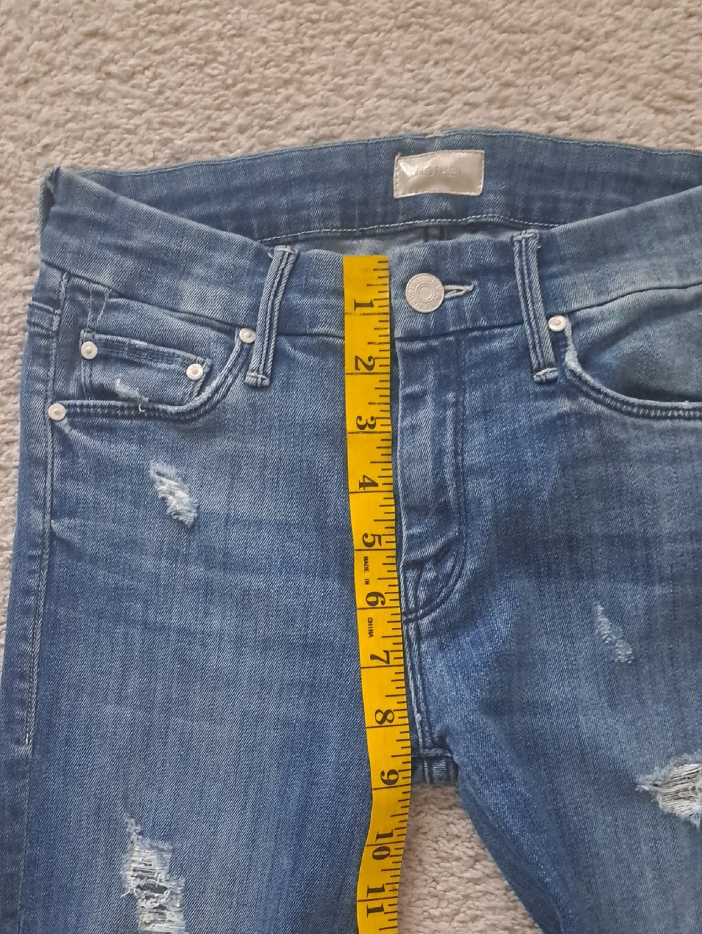 MOTHER Distressed Blue Skinny Jeans Size 24 - Picture 11 of 13